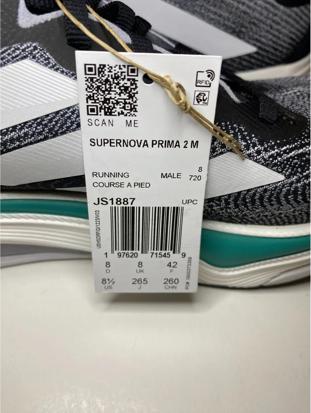 Adidas Supernova Prima 2 JS1887 Mens Sneaker US 8.5 Black White Running Shoes